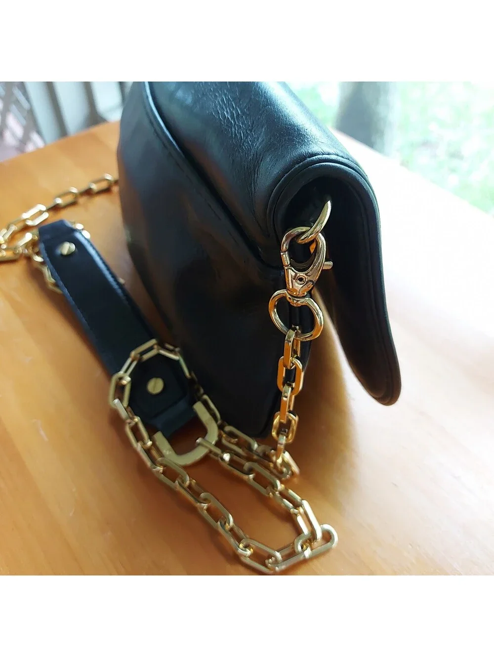 Tory Burch Reva black leather clutch bag